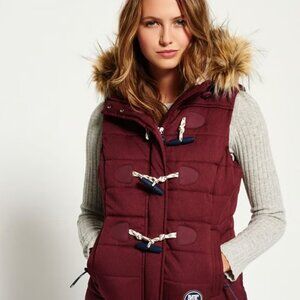 Superdry Marl Toggle Puffle Gilet in Port Marl Size M